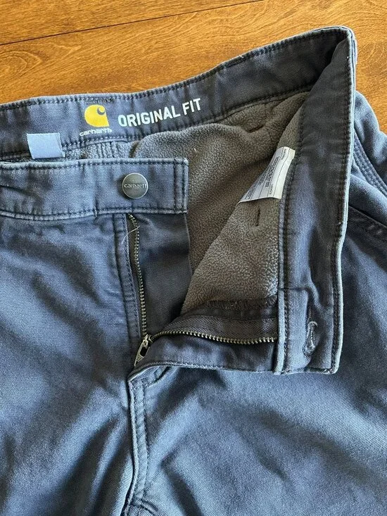Carhartt blue-gray fleece-lined Crawford pants 6 - Picture 4 of 13